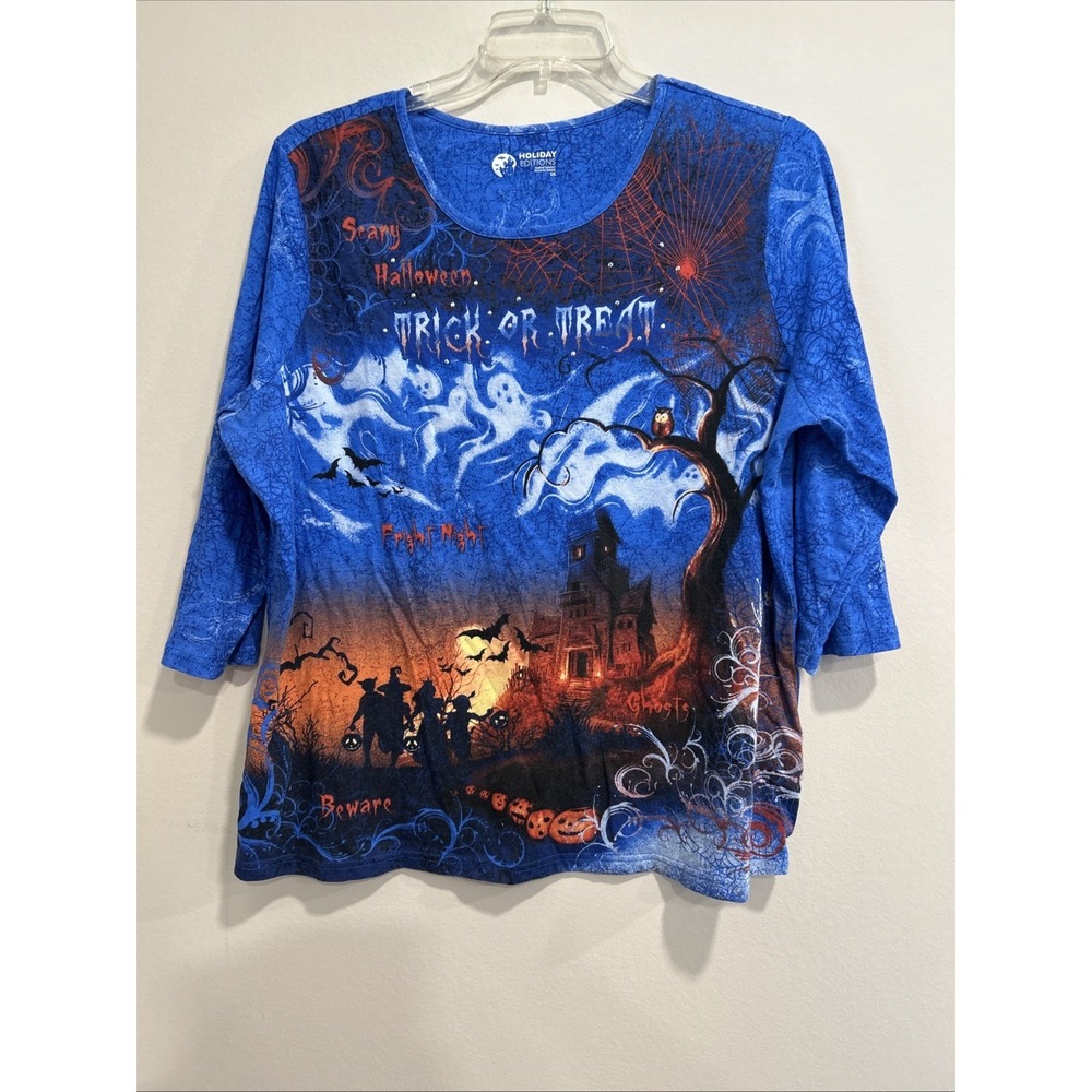 Holiday Edition 2X Blue Halloween Vintage Top Trick Treat